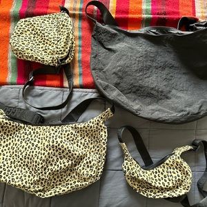 3 Baggu Crescent bags + 1 crossbody - Honey Leopard